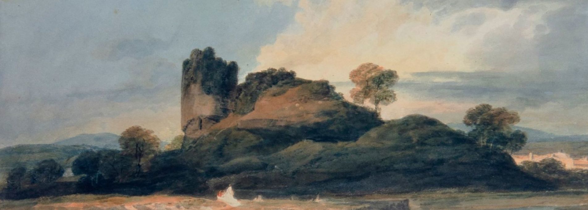 Llandovery Castle, on a Low Hill beside the River Bran gan JMW Turner