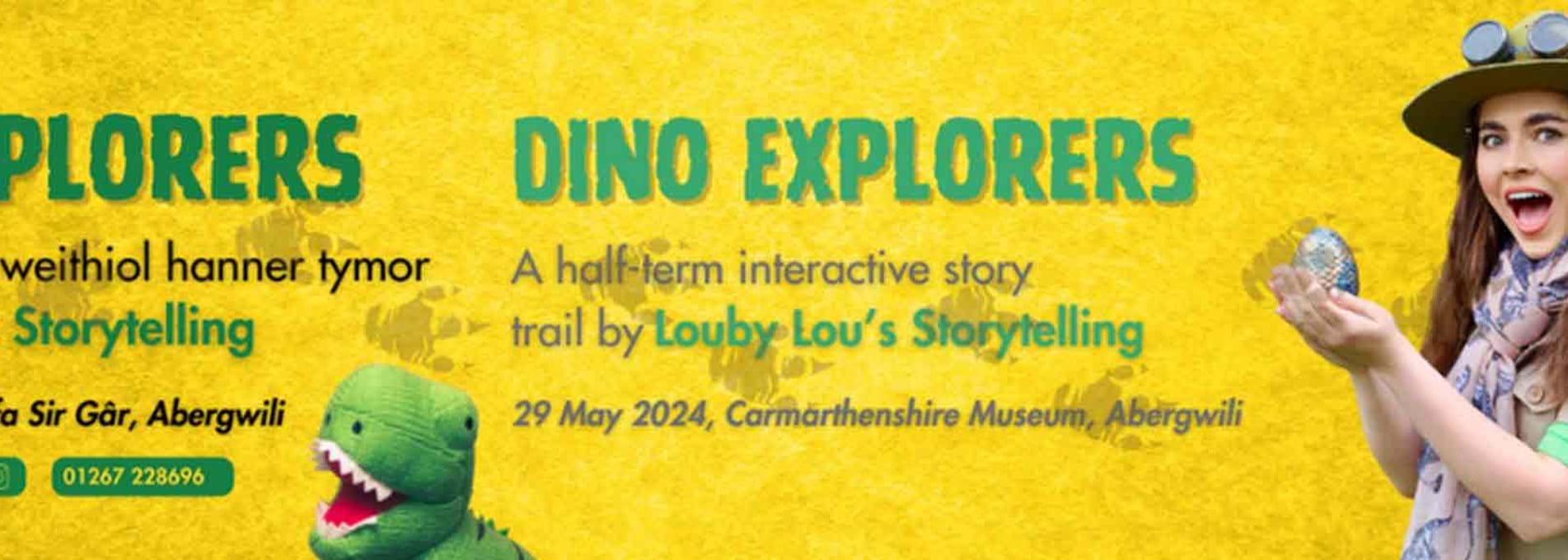 Dino Explorers: Llwybr rhyngweithiol hanner tymor gan Louby Lou's Storytelling